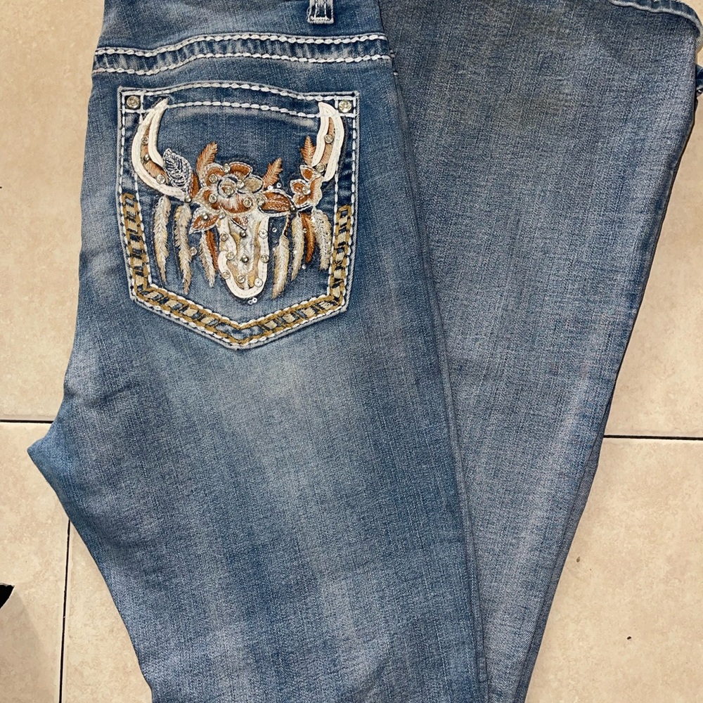 Embroidered Blue Jeans